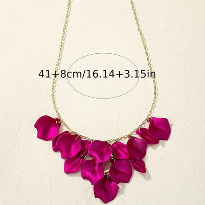 Wholesale Jewelry Elegant Lady Sweet Petal Alloy Plastic Pendant Necklace