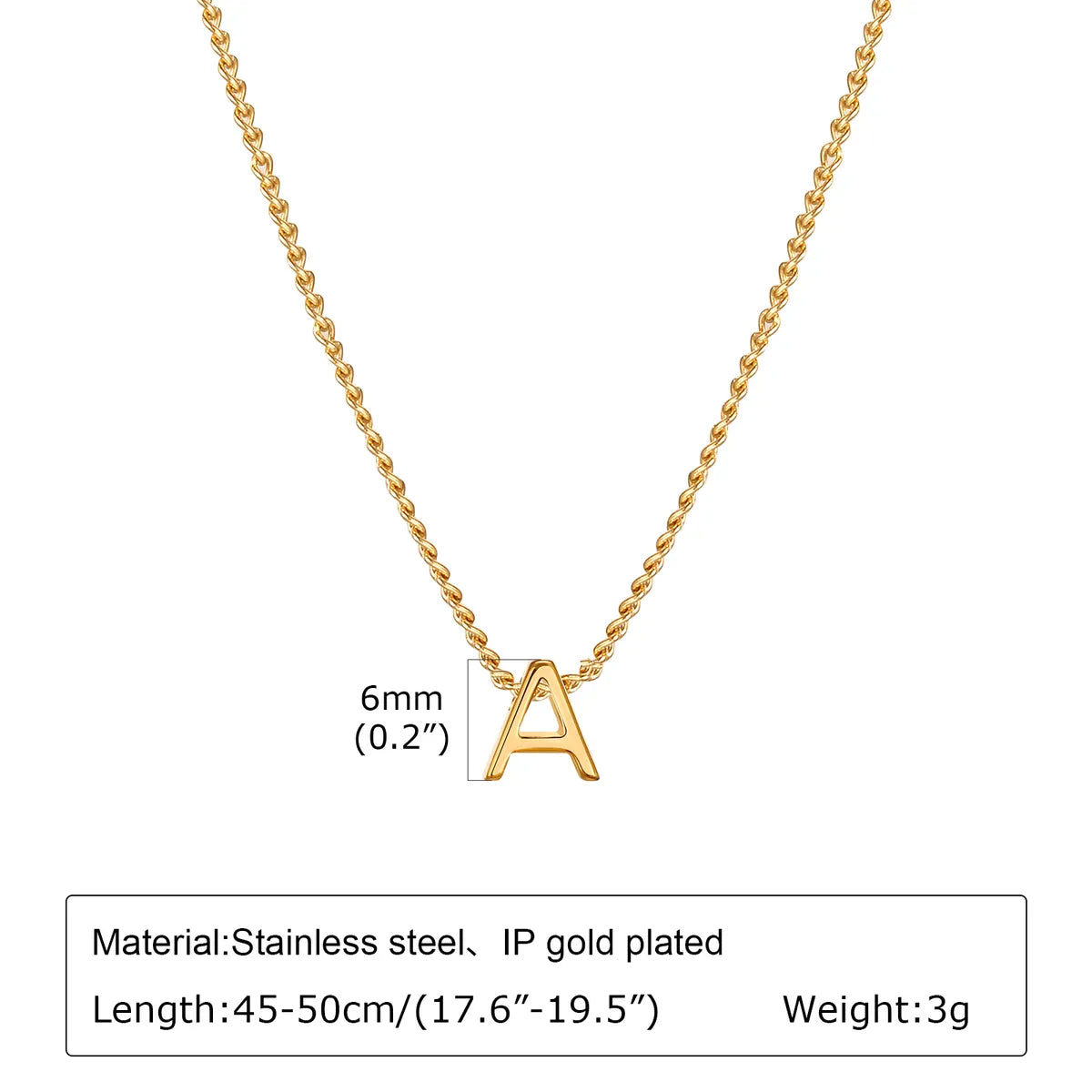 Wholesale Jewelry Elegant Letter 201 Stainless Steel 18K Gold Plated Pendant Necklace