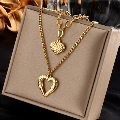 Wholesale Jewelry Elegant Letter Heart Shape Bow Knot Titanium Steel Pendant Necklace