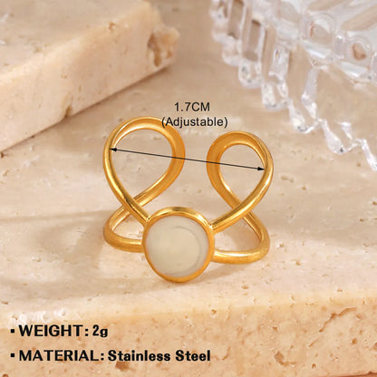 Wholesale Jewelry Elegant Letter Heart Shape Rhombus 304 Stainless Steel Plating Open Rings