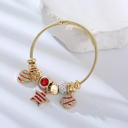 Wholesale Jewelry Elegant Luxurious Geometric Star Heart Shape Alloy Rhinestones Inlay Bangle