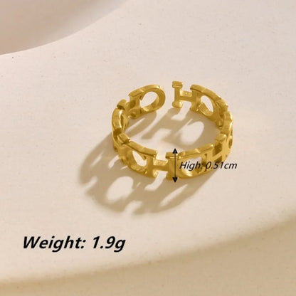 Wholesale Jewelry Elegant Luxurious Modern Style Letter 304 Stainless Steel 18K Gold Plated Hollow Out Jewelry Set