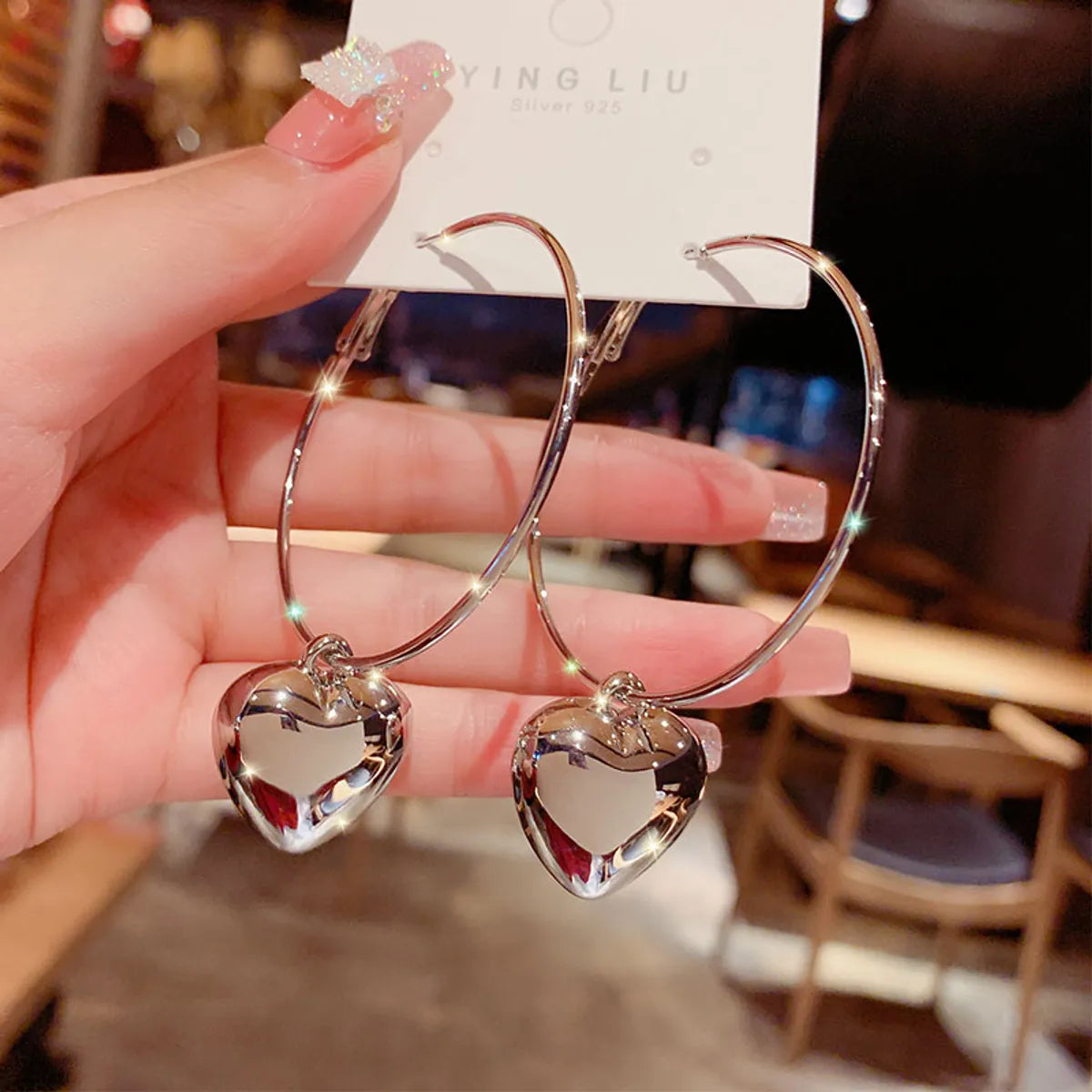 Wholesale Jewelry Elegant Luxurious Queen Heart Shape Alloy Silver Plated Plating Drop Earrings