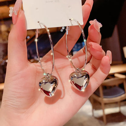 Wholesale Jewelry Elegant Luxurious Queen Heart Shape Alloy Silver Plated Plating Drop Earrings