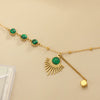 Wholesale Jewelry Elegant Luxurious Round Sector Square Titanium Steel Gem 18K Gold Plated Plating Inlay Pendant Necklace
