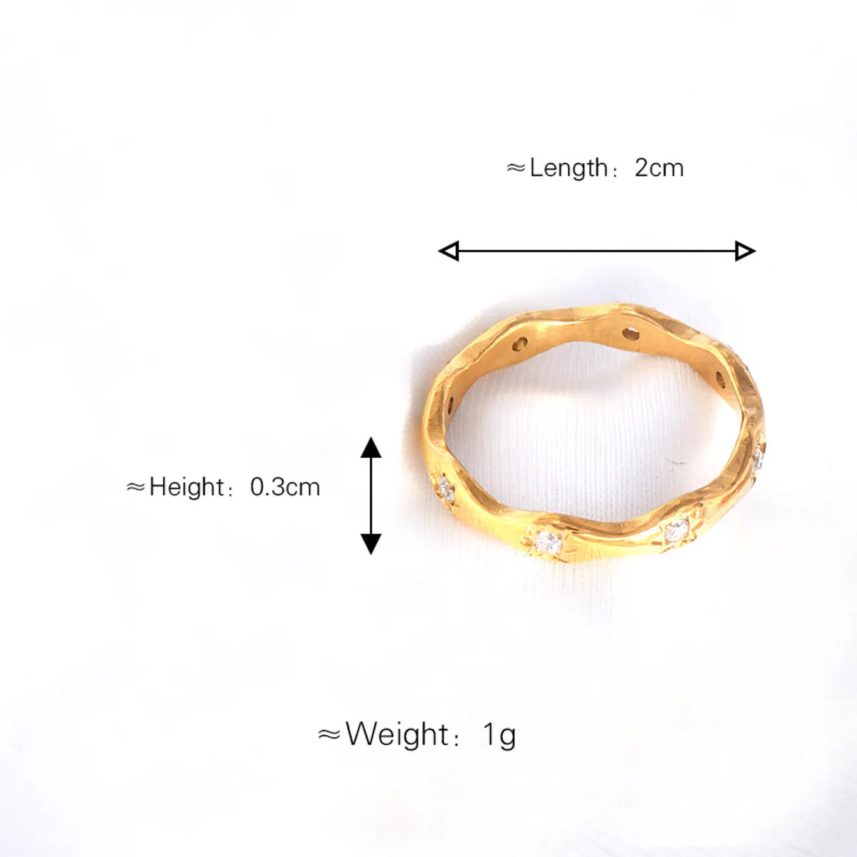 Wholesale Jewelry Elegant Luxurious Solid Color 304 Stainless Steel Rhinestones 18K Gold Plated Plating Inlay Rings