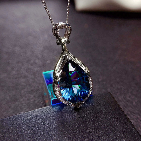 Wholesale Jewelry Elegant Mermaid Tears Pendant Copper Mixed Gem Inlay Zircon Animals Zodiac Ochain Necklace For Women