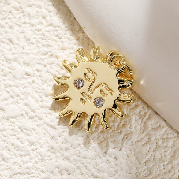 Wholesale Jewelry Elegant Minimalist Star Copper Plated Real Gold Pendant Necklace With Zircon