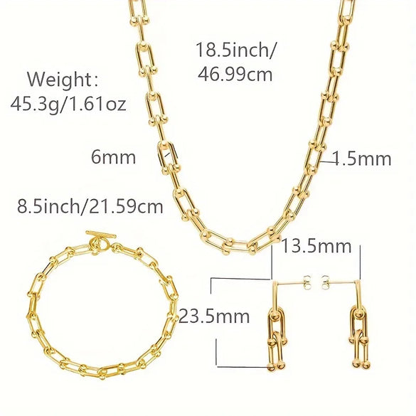Wholesale Jewelry Elegant Modern Style Streetwear Solid Color 304 Stainless Steel 18K Gold Plated Bracelets Earrings Necklace