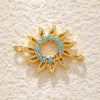 Wholesale Jewelry Elegant Natural Style Copper Plated Real Gold Sun Pendant Necklace With Zircon Eyes And Star Pattern