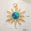 Wholesale Jewelry Elegant Natural Style Copper Plated Real Gold Sun Pendant Necklace With Zircon Eyes And Star Pattern