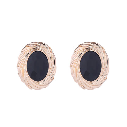 Wholesale Jewelry Elegant Oval Alloy Rhinestones Inlay Ear Studs