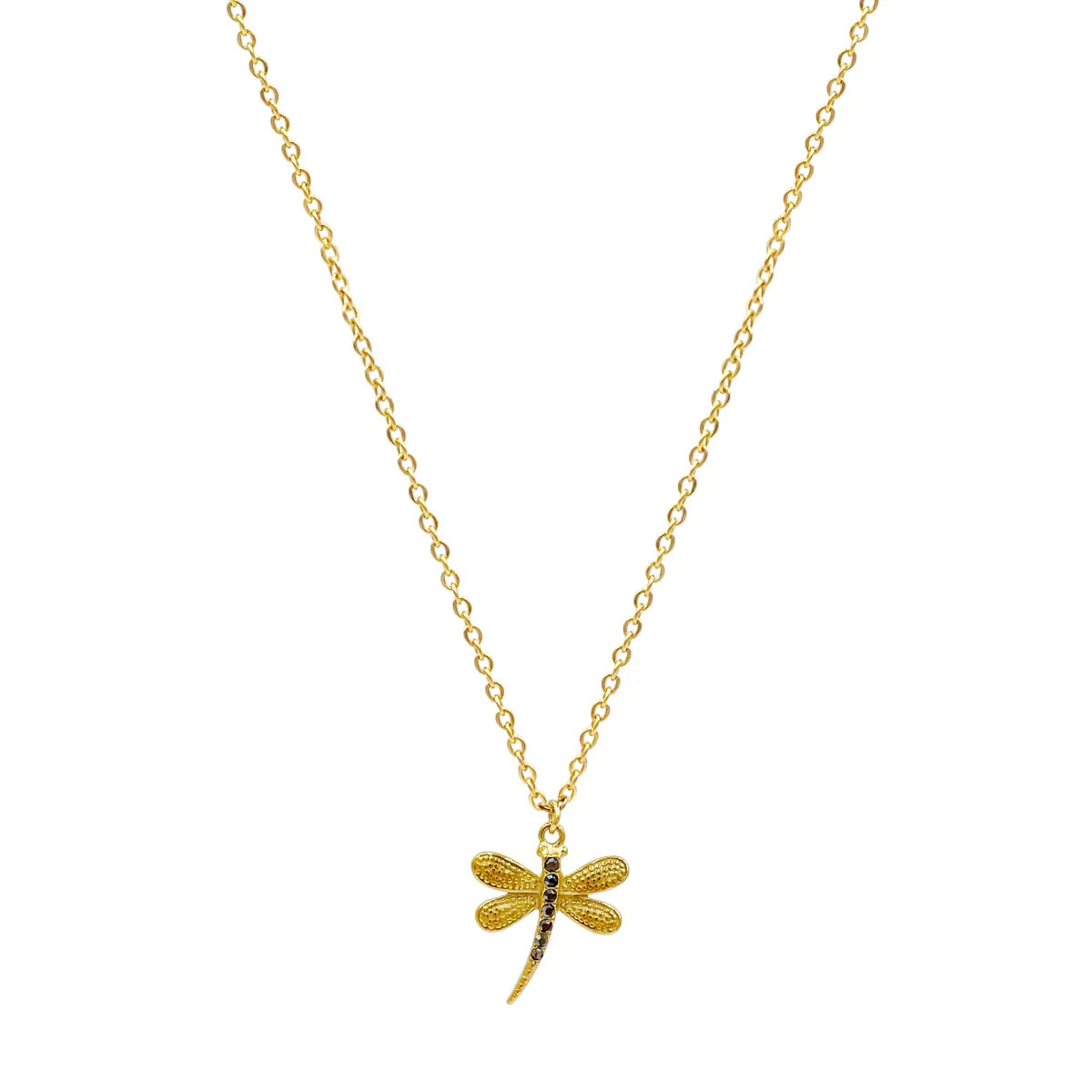 Wholesale Jewelry Elegant Oversized Devil'S Eye Heart Shape Dragonfly 304 Stainless Steel Natural Stone Gem Zircon 14K Gold Plated Enamel Three-Dimensional Pendant Necklace