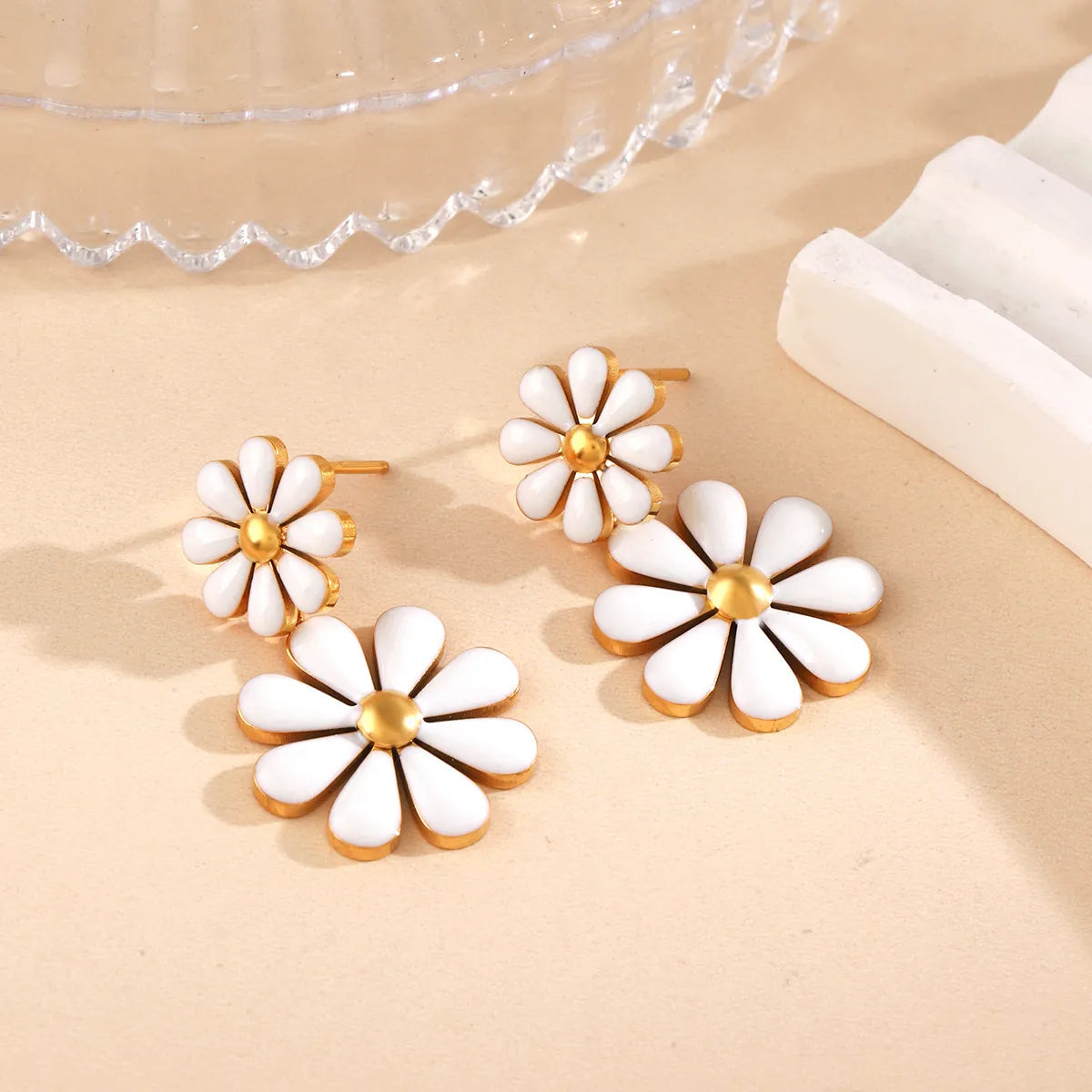 Wholesale Jewelry Elegant Pastoral Flower Titanium Steel Jewelry Set