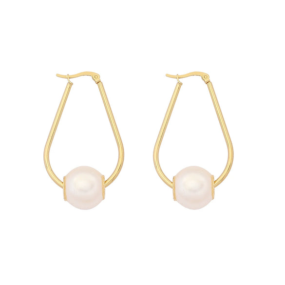 Wholesale Jewelry Elegant Pearl Geometric Stainless Steel Earrings Electroplated For Women