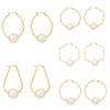 Wholesale Jewelry Elegant Pearl Geometric Stainless Steel Earrings Electroplated For Women