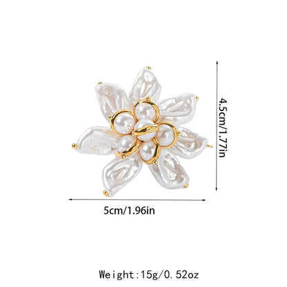 Wholesale Jewelry Elegant Preppy Style Pastoral Flower Dragonfly 304 Stainless Steel Pearl 14K Gold Plated Hollow Out Inlay Open Rings