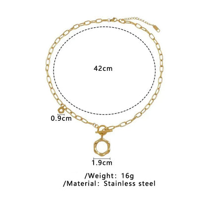 Wholesale Jewelry Elegant Retro Geometric 304 Stainless Steel 16K Gold Plated White Gold Plated Gold Plated Pendant Necklace