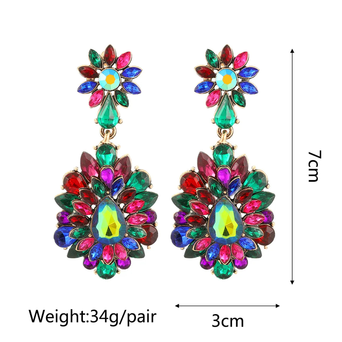 1 Pair Elegant Retro Geometric Layered Plating Inlay Zinc Alloy Rhinestones Drop Earrings