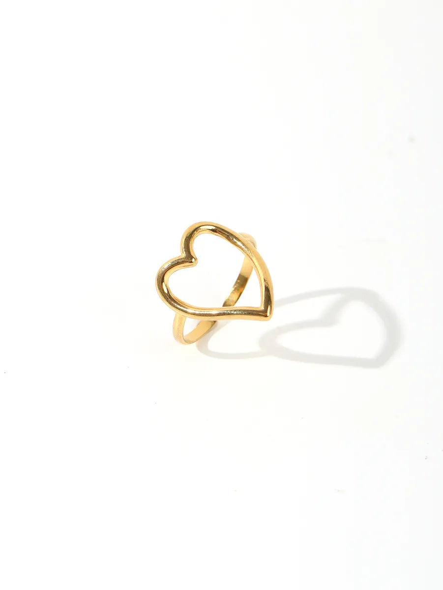 Wholesale Jewelry Elegant Retro Heart Shape Solid Color Bow Knot 304 Stainless Steel Open Rings