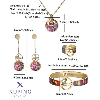 Wholesale Jewelry Elegant Retro Streetwear Round 304 Stainless Steel 18K Gold Plated Enamel Plating Jewelry Set