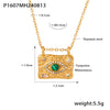 Wholesale Jewelry Elegant Retro Style Square Pendant Titanium Steel And Turquoise Electroplating Earrings And Necklace