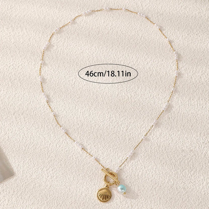 Wholesale Jewelry Elegant Romantic Beach Scallop 304 Stainless Steel 18K Gold Plated Plating Pendant Necklace