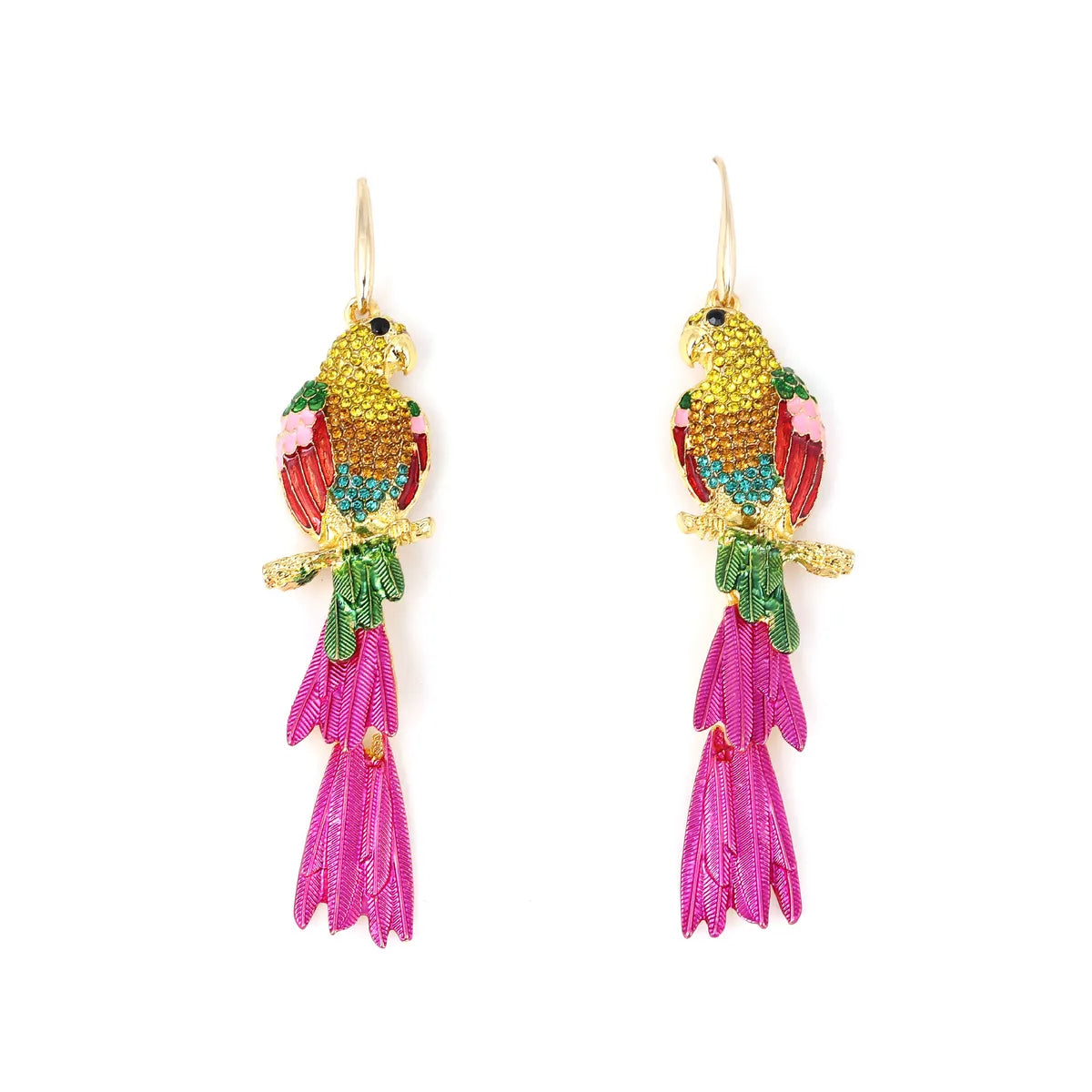 Wholesale Jewelry Elegant Romantic Bird Alloy Rhinestones Enamel Plating Inlay Drop Earrings