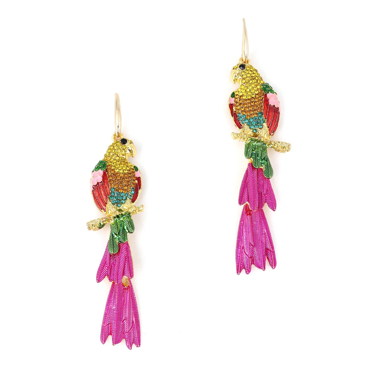 Wholesale Jewelry Elegant Romantic Bird Alloy Rhinestones Enamel Plating Inlay Drop Earrings