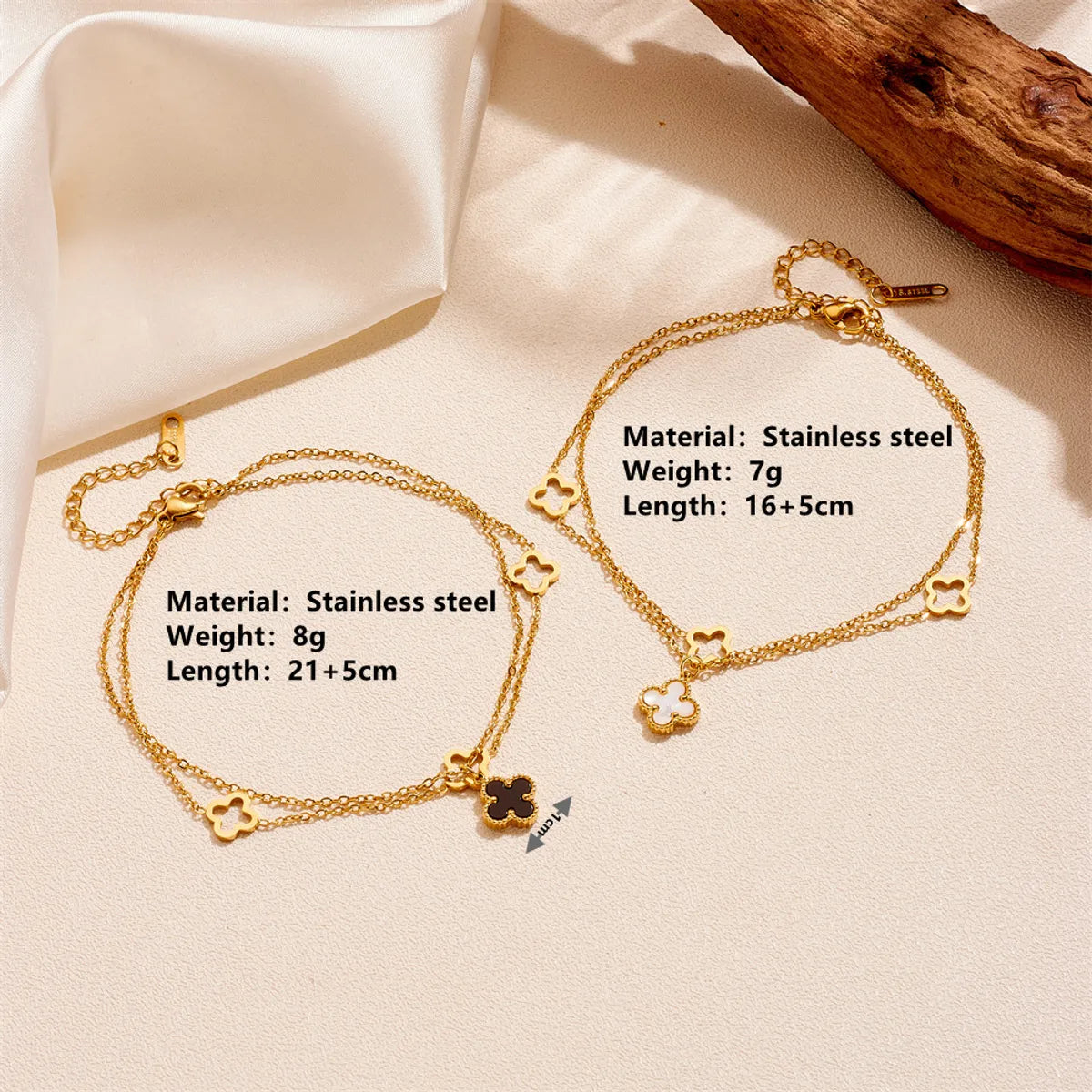 Wholesale Jewelry Elegant Romantic Solid Color Flower 304 Stainless Steel 18K Gold Plated Plating Anklet