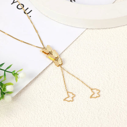 Wholesale Jewelry Elegant Romantic Sweet Butterfly 304 Stainless Steel 18K Gold Plated Plating Pendant Necklace