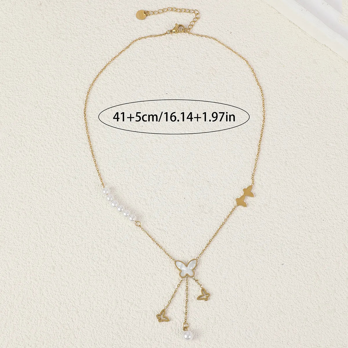 Wholesale Jewelry Elegant Romantic Sweet Butterfly 304 Stainless Steel Shell 18K Gold Plated Plating Inlay Pendant Necklace