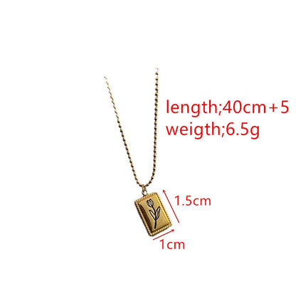 Wholesale Jewelry Elegant Rose Titanium Steel 18K Gold Plated Pendant Necklace