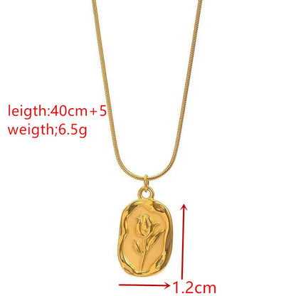 Wholesale Jewelry Elegant Rose Titanium Steel 18K Gold Plated Pendant Necklace