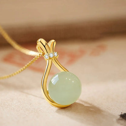 Wholesale Jewelry Elegant Round 304 Stainless Steel Imitation Pearl Zircon Gold Plated Inlay Pendant Necklace