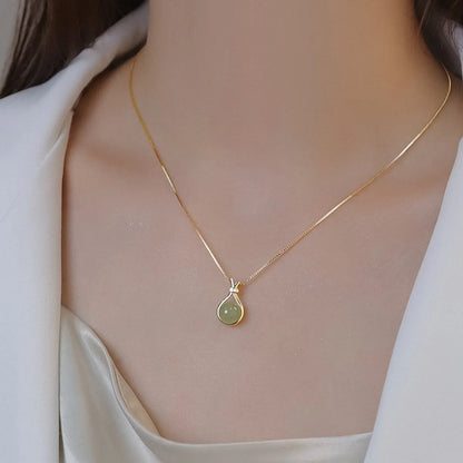 Wholesale Jewelry Elegant Round 304 Stainless Steel Imitation Pearl Zircon Gold Plated Inlay Pendant Necklace