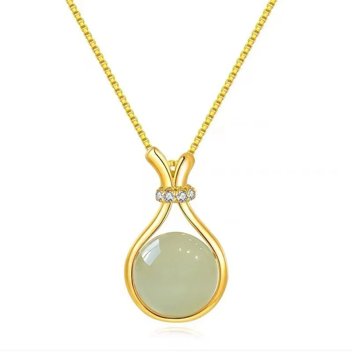 Wholesale Jewelry Elegant Round 304 Stainless Steel Imitation Pearl Zircon Gold Plated Inlay Pendant Necklace