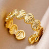 Wholesale Jewelry Elegant Shell 304 Stainless Steel Open Rings