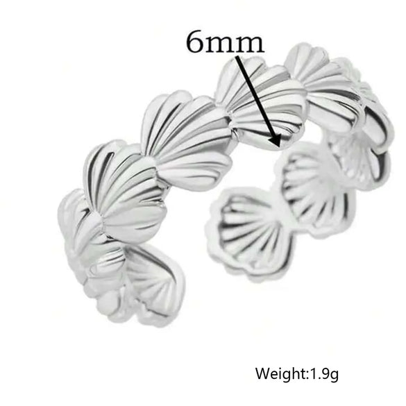 Wholesale Jewelry Elegant Shell 304 Stainless Steel Open Rings