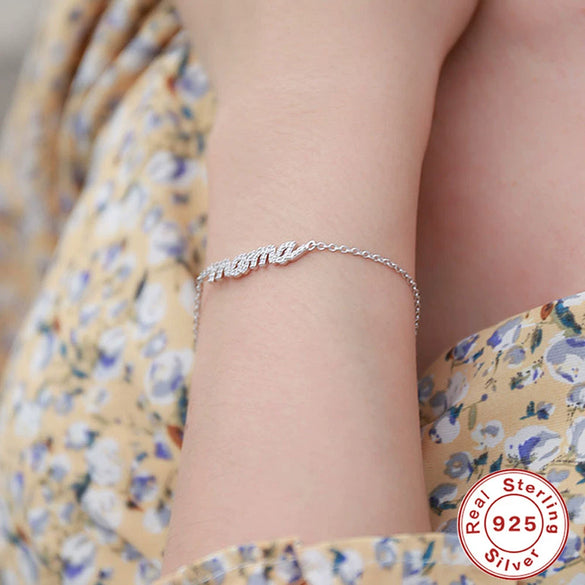 Wholesale Jewelry Elegant Silver 925 Sterling Silver Electroplated Letters Bracelet For Women