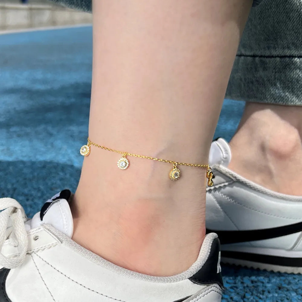 Wholesale Jewelry Elegant Simple Style Butterfly Sterling Silver Zircon Inlay Anklet