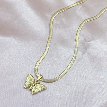 Wholesale Jewelry Elegant Simple Style Classic Style Butterfly 201 Stainless Steel 304 Stainless Steel 18K Gold Plated Pendant Necklace