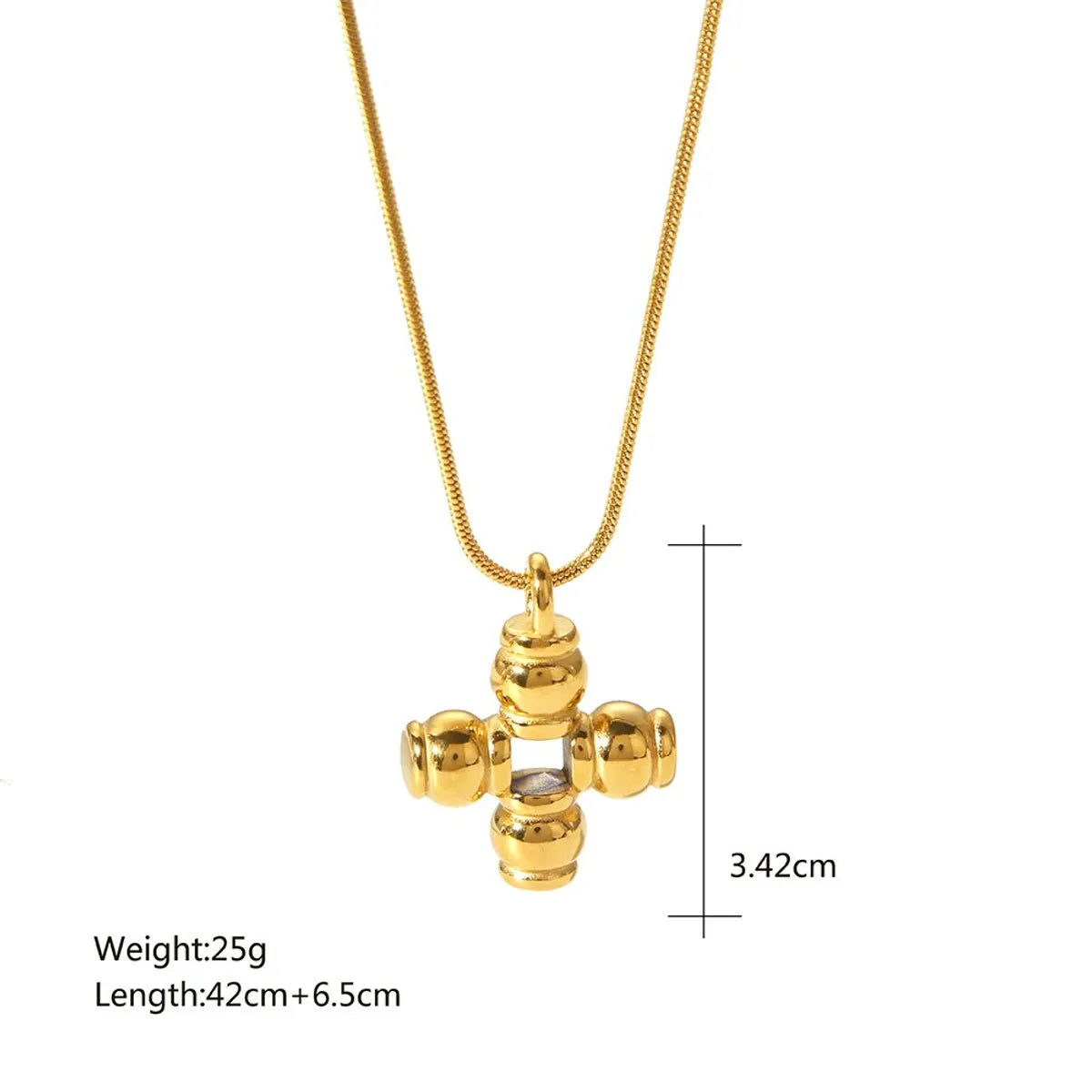 Wholesale Jewelry Elegant Simple Style Cross 304 Stainless Steel 18K Gold Plated Plating Pendant Necklace