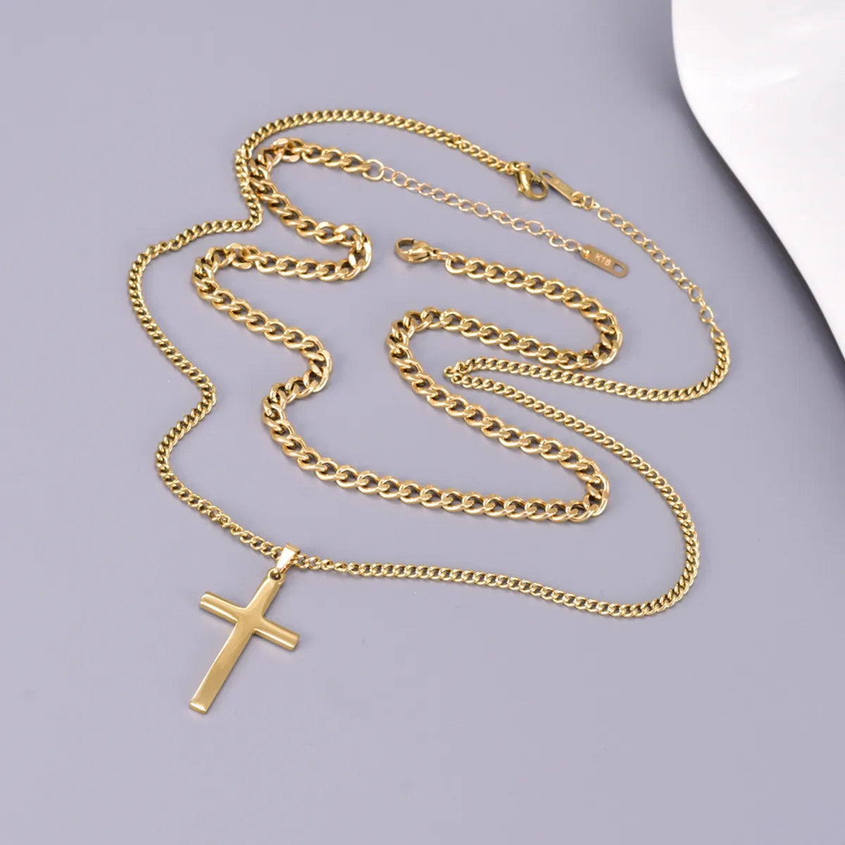 Wholesale Jewelry Elegant Simple Style Cross Solid Color 304 Stainless Steel Titanium Steel Pendant Necklace