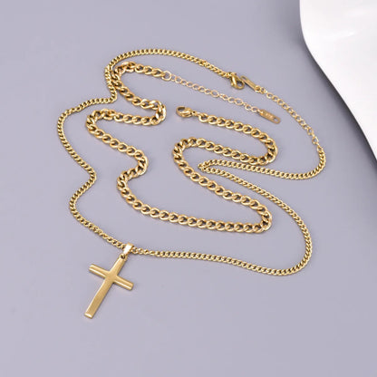 Wholesale Jewelry Elegant Simple Style Cross Solid Color 304 Stainless Steel Titanium Steel Pendant Necklace