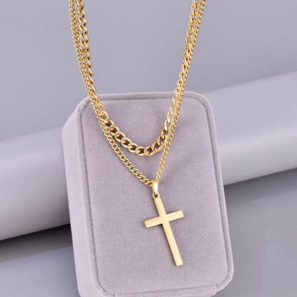 Wholesale Jewelry Elegant Simple Style Cross Solid Color 304 Stainless Steel Titanium Steel Pendant Necklace