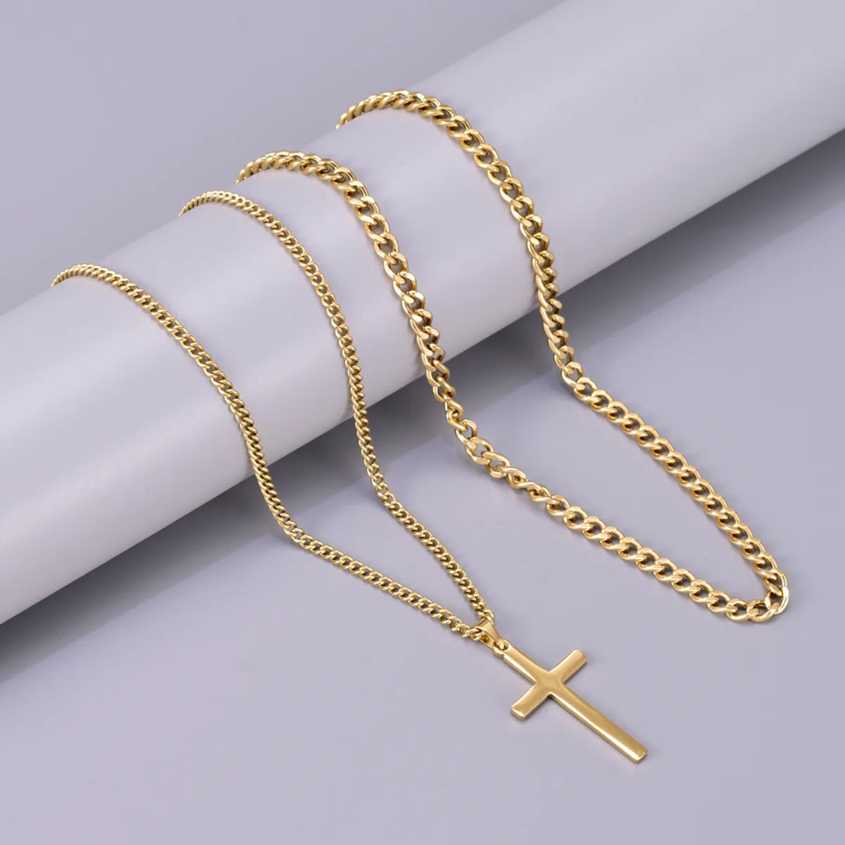 Wholesale Jewelry Elegant Simple Style Cross Solid Color 304 Stainless Steel Titanium Steel Pendant Necklace