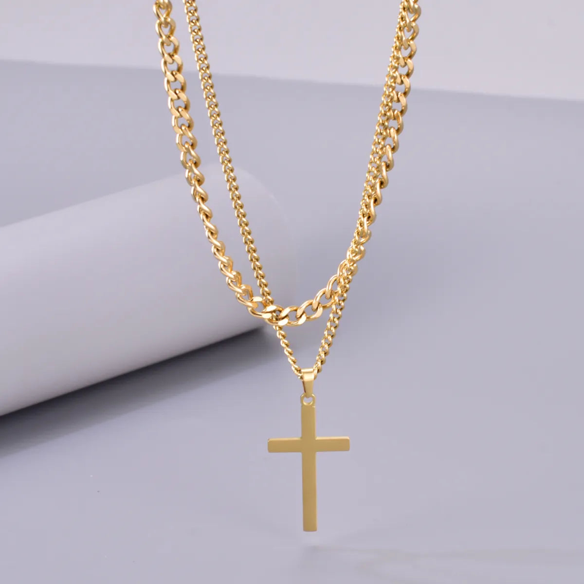 Wholesale Jewelry Elegant Simple Style Cross Solid Color 304 Stainless Steel Titanium Steel Pendant Necklace