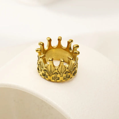 Wholesale Jewelry Elegant Simple Style Crown 304 Stainless Steel 18K Gold Plated Rings