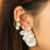 Wholesale Jewelry Elegant Simple Style Flower 304 Stainless Steel Pearl 14K Gold Plated Plating Inlay Earrings